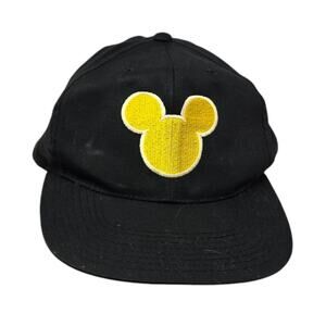 Disney Software Collection Mens Hat Cap Snapback Black Gold Mickey Head One Size